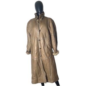 Moreni Mariasini leather fur lining long coat size 16